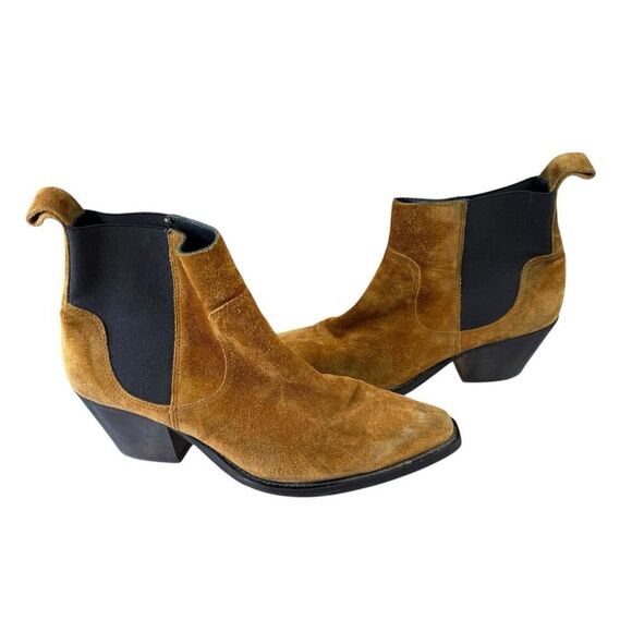 Everlane Western Chelsea Suede Ankle Boots Brown Leather Pull-On US 9 Italy - Picture 2 of 10